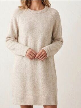 Dalia Women's Knit Long Sleeve Sweater Dress Relaxed fit Beige Size S